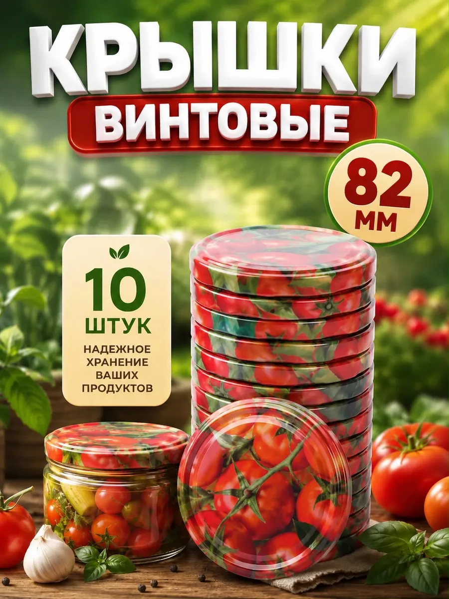 Крышки для консервирования винтовые 82 мм, 10 шт