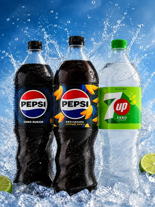 pepsi Газировка без сахара и калорий Пепси зеро+МАНГО+7UP 6 шт 1,5, 6 шт, фото 2