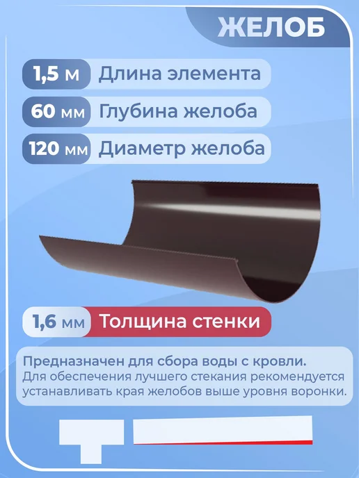 Grand Line Кронштейн водостока шоколадный 8017 Гранд крюк желоба 10 шт, 1,5 м, 1 шт, фото 2