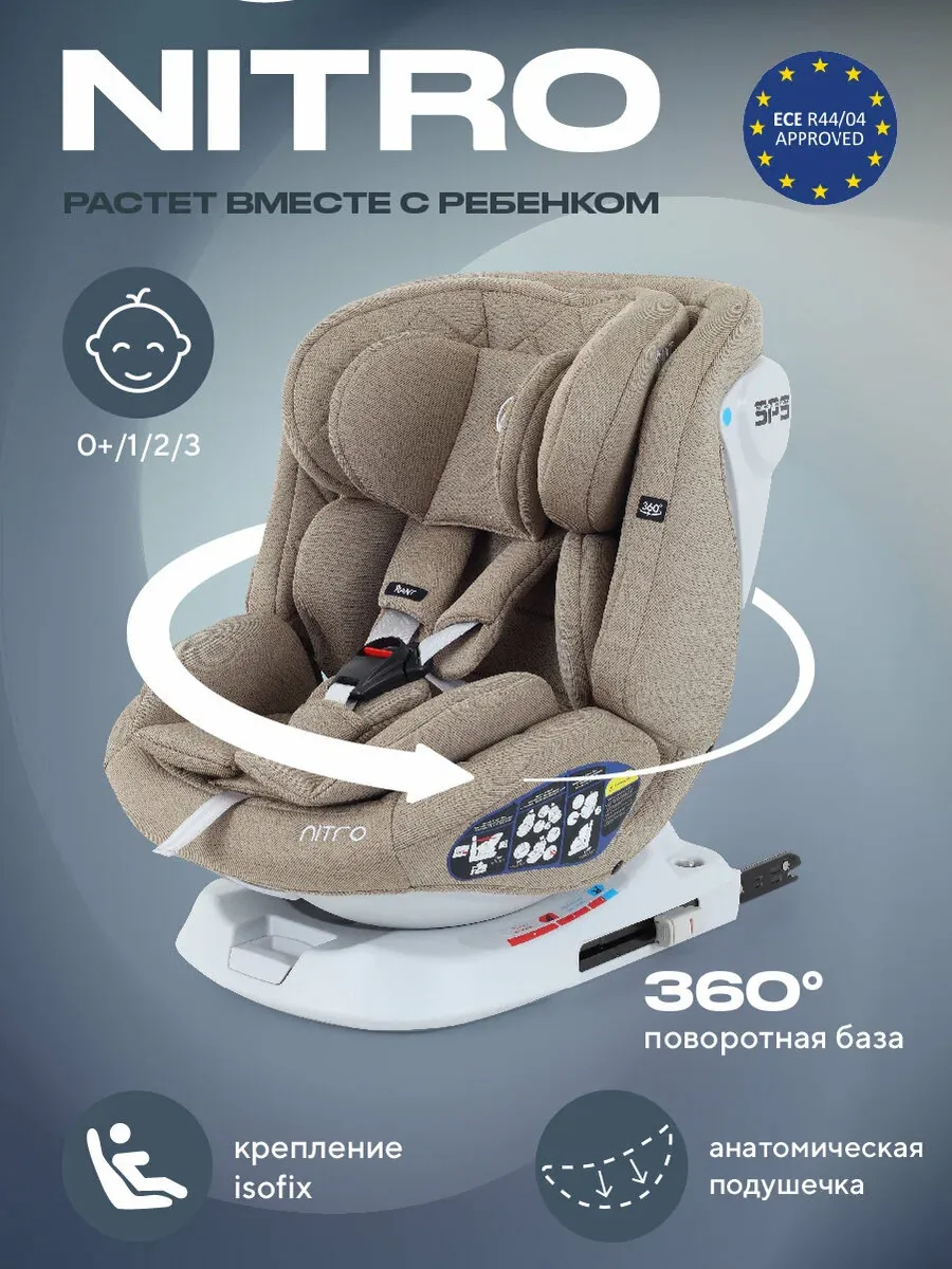 Автокресло Nitro isofix Beige группа 0+ 1 2 3 0-36 кг
