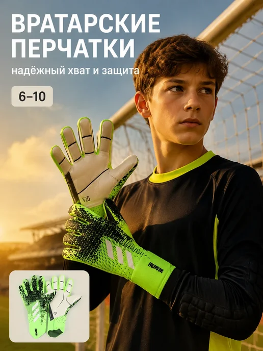 Эксклюзивные вратарские перчатки зеленый, зеленый