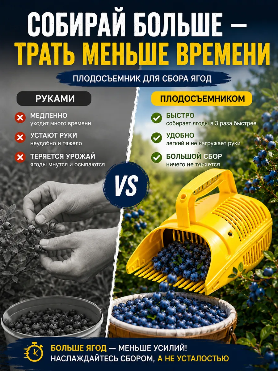Плодосъемник для сбора ягод с заслонкой