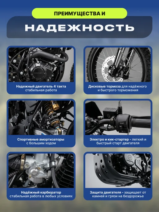 MotoHouse Питбайк Racer 300 кубов K1 21 18 салатовый, синий, фото 4