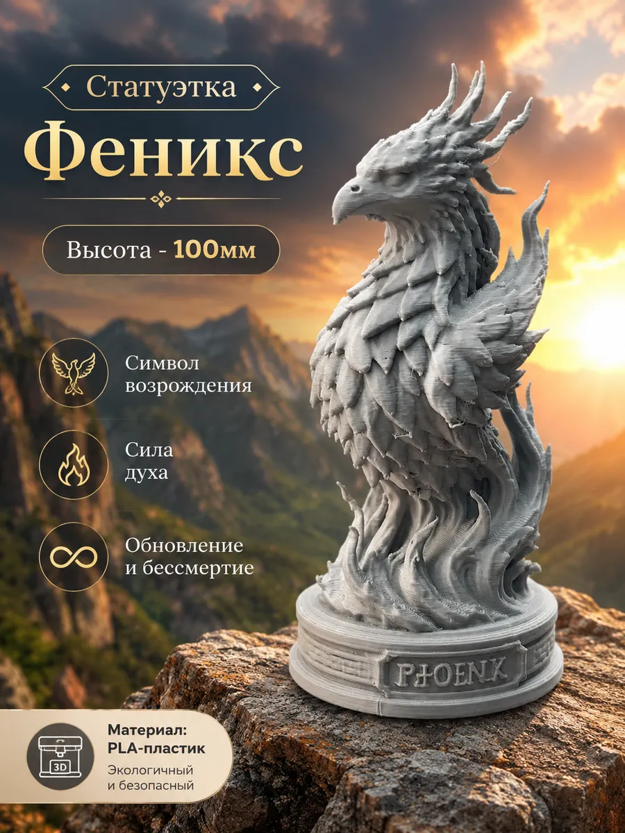 Статуэтка Феникс настольная малая 3D Фигурка