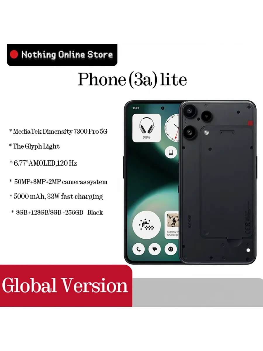 Смартфон NOTHING Phone (3a) Lite, 8/128ГБ, global