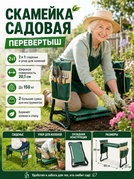 Скамейка садовая перевертыш с 2 сумками, вариант