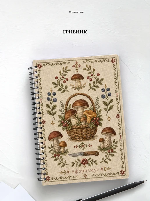 Блокнот грибника с мотивирующими цитатами