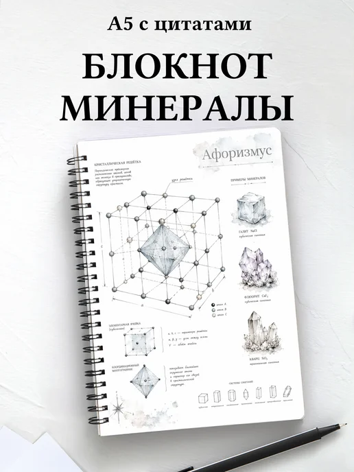 Блокнот Минералы с мотивирующими цитатами