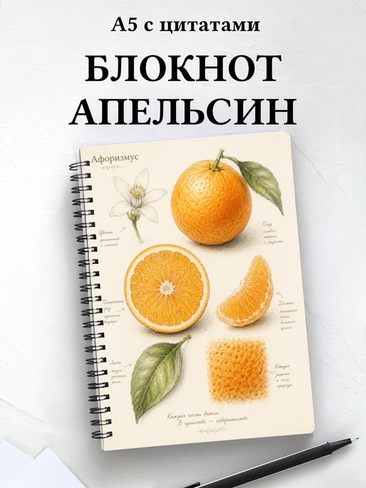Блокнот Апельсин с мотивирующими цитатами