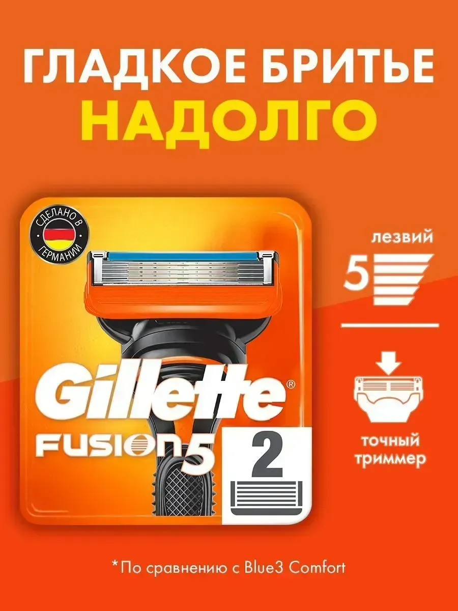 Кассеты для бритья сменные лезвия для бритвы Fusion 5 2 шт