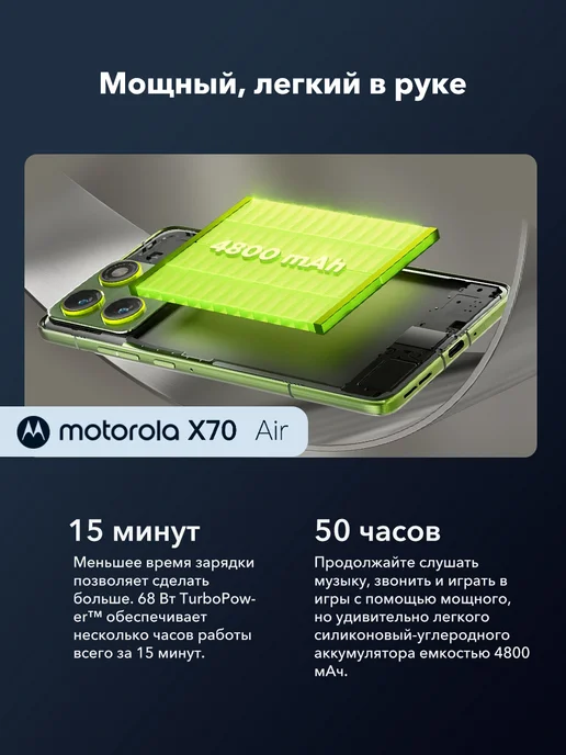 Смартфон Motorola X70 Air 12/512 ГБ, зеленый, фото 6