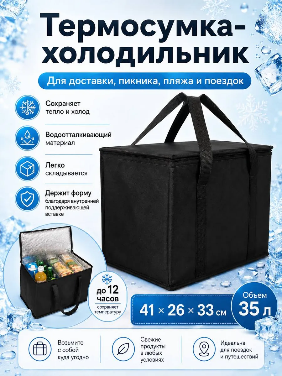 Термосумка холодильник для еды большая