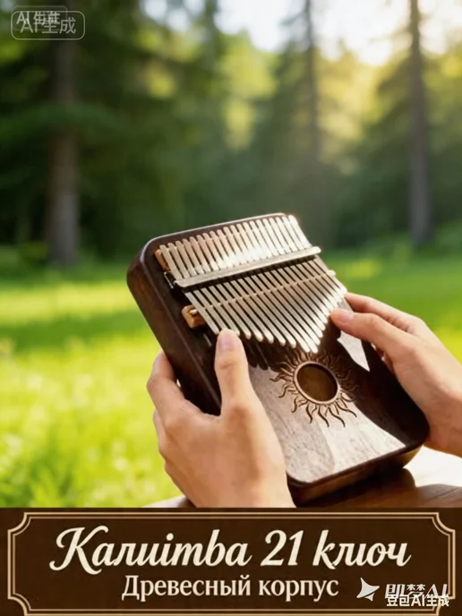 Калимба 17 нот, народный музыкальный инструмент, из дерева, вариант, фото 7