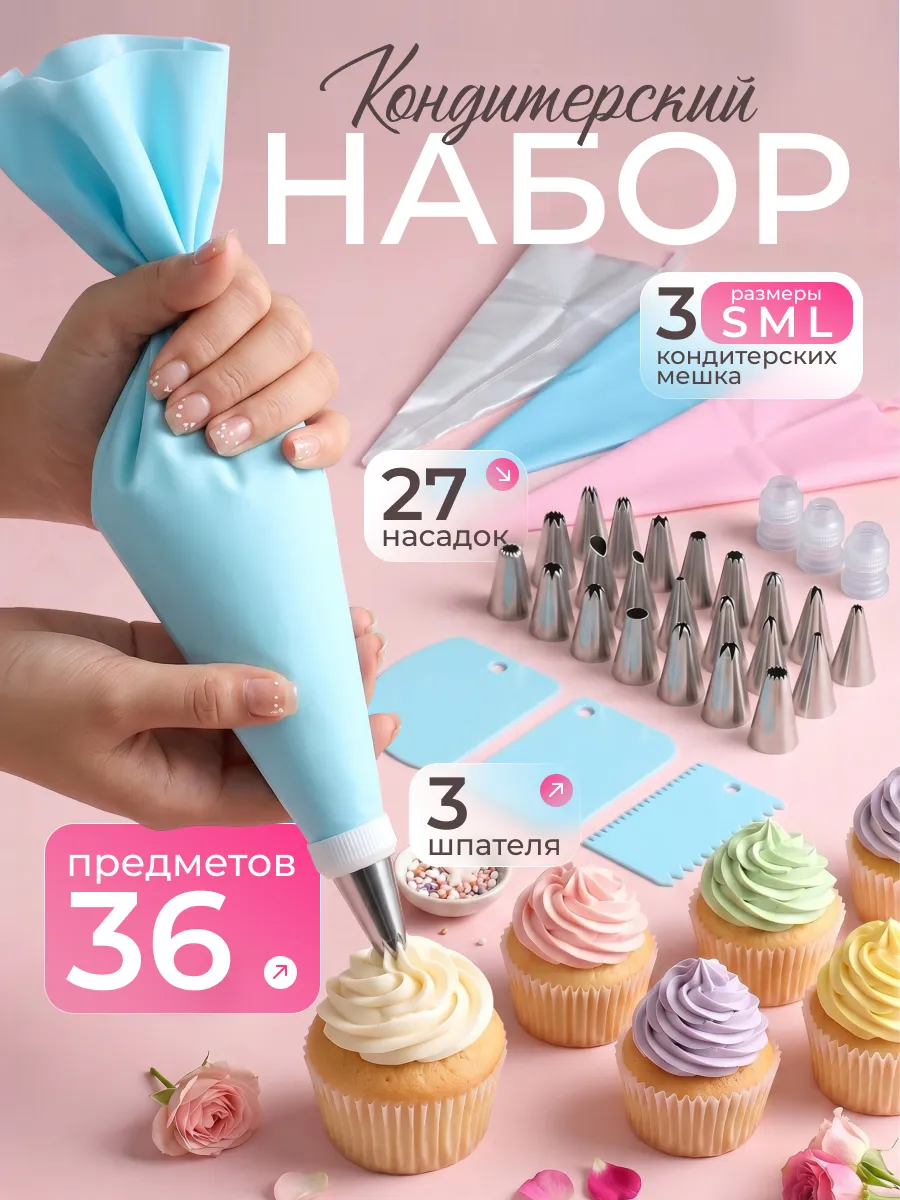 Кондитерский мешок с насадками набор