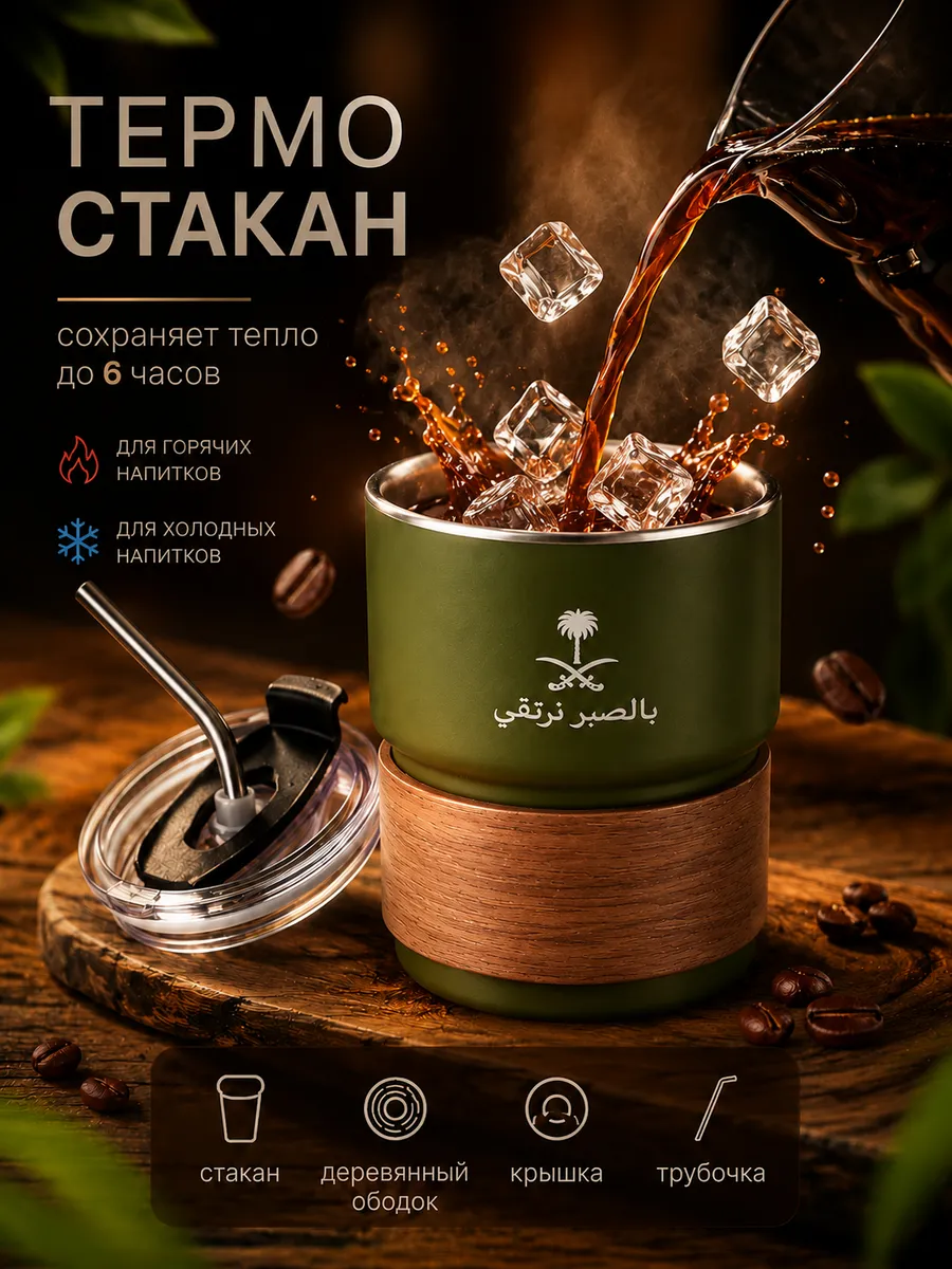 Термокружка с трубочкой