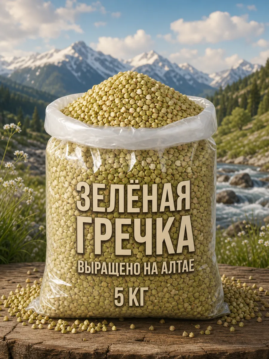 Крупа гречка зеленая 5 кг