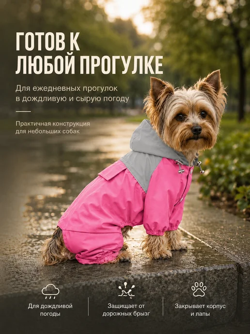 iceMobil Дождевик комбинезон для собак мелких пород, серый, фото 8