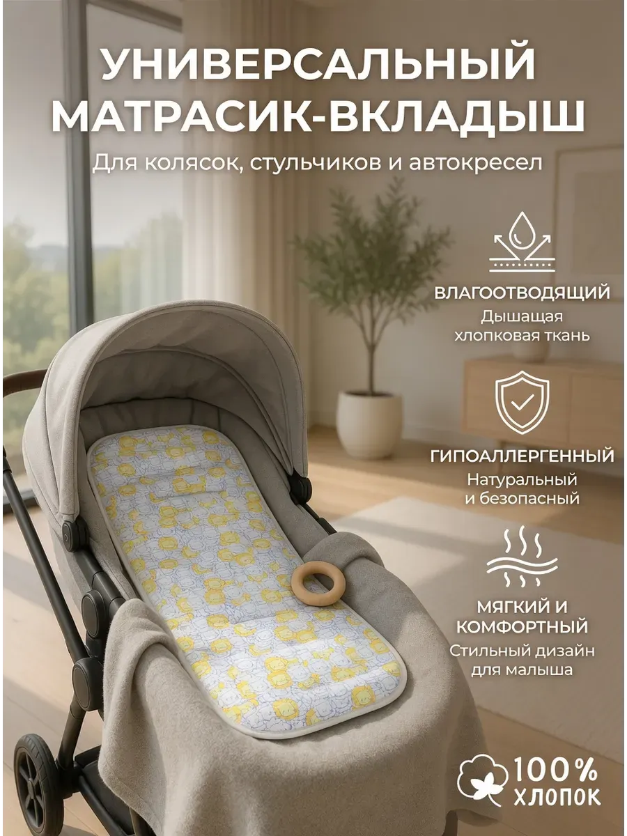 Матрасик вкладыш в коляску