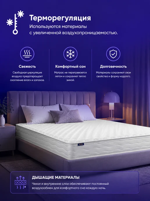 BLОSSOM Матрас 160x200 Блоссом Классик, Независимые пружины, 140x190, фото 5