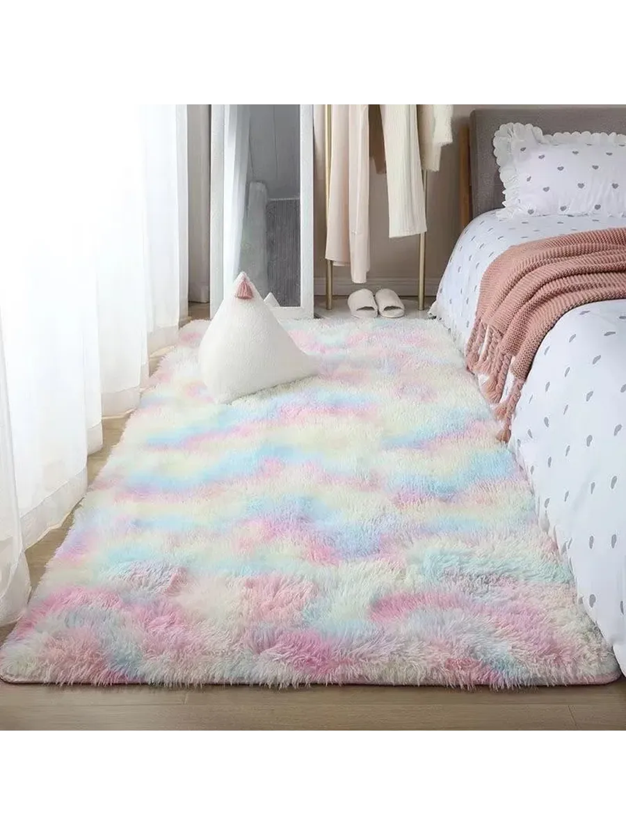 Розовый ковёр пушистый 100x200 см дл