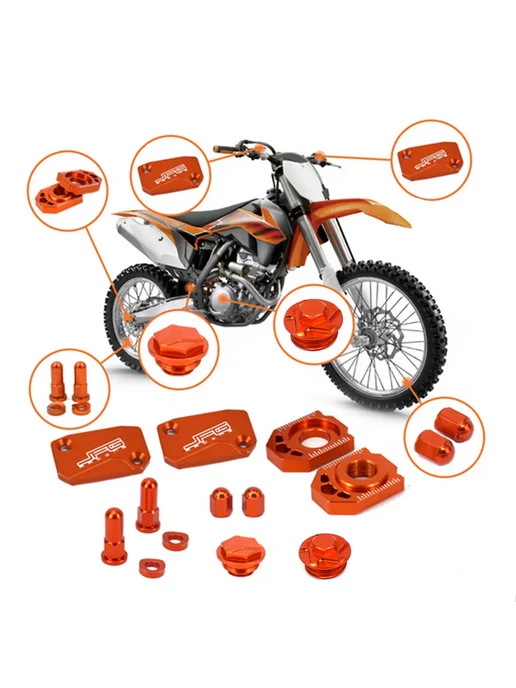 JFGRACING Крышки тормозной сцепной жидкости KTM SX SXF XC XCF 125-530, оранжевый, фото 3