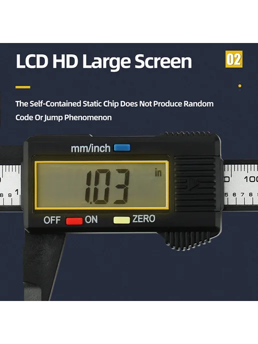 Нет бренда Цифровой штангенциркуль 150 мм Big Screen Silver, черный, фото 4