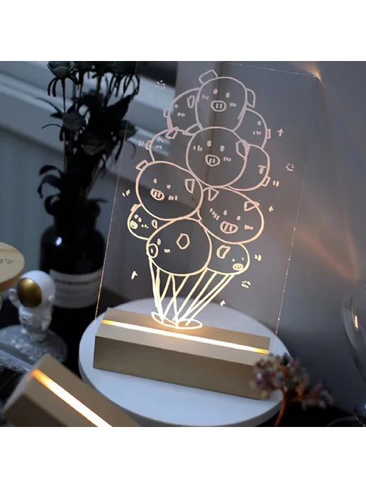 Нет бренда Деревянная база для LED лампы, Rectangle-Slot-15cm, Warm Lig, Деревянная база лампы Rectangle-Slot-15cm, фото 3
