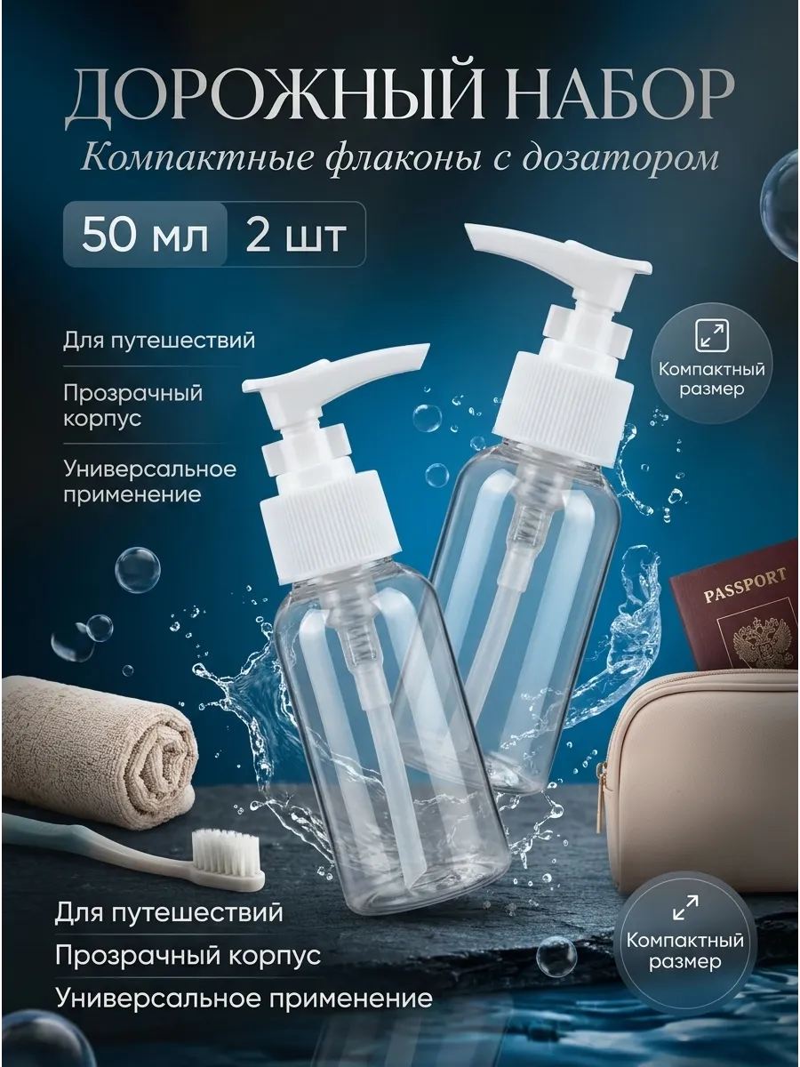 Дорожный набор флаконов с дозатором 2шт