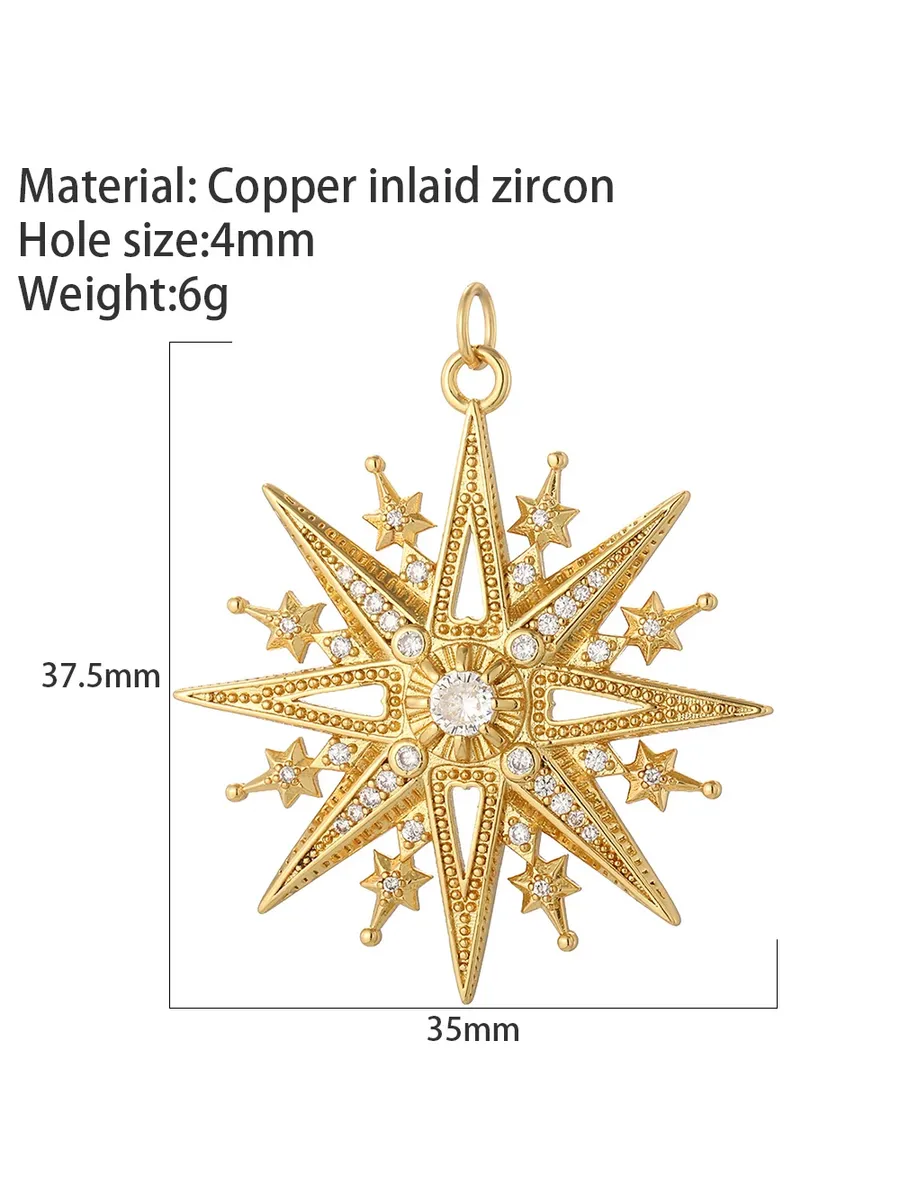 Шарм Звезда с цирконием, Copper, AC210392G1, 37.5x35мм