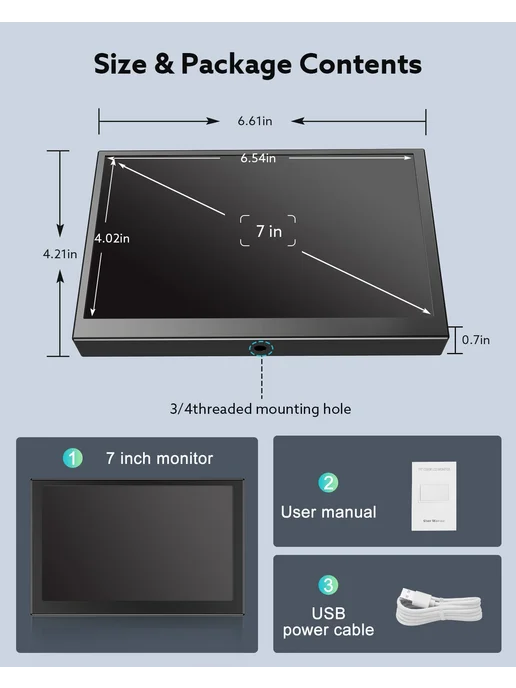 Miktver S701H 7-дюймовый HDMI монитор 8 Inch TFT Monitor, вариант, фото 7