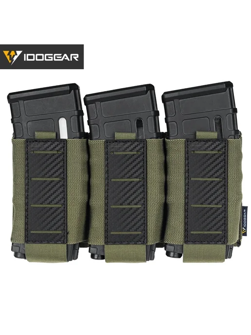 Нет бренда Тактический подсумок IDOGEAR 5.56 тройной Ranger Green MOLLE, коричневый, фото 2