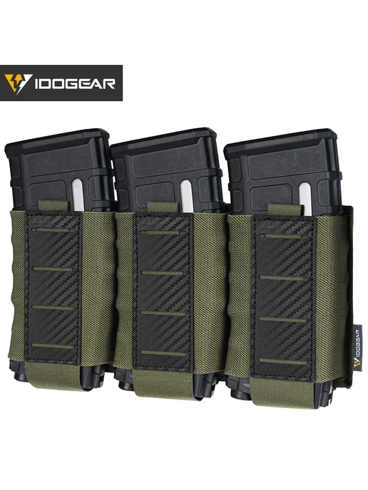 Нет бренда Тактический подсумок IDOGEAR 5.56 тройной Ranger Green MOLLE, зеленый