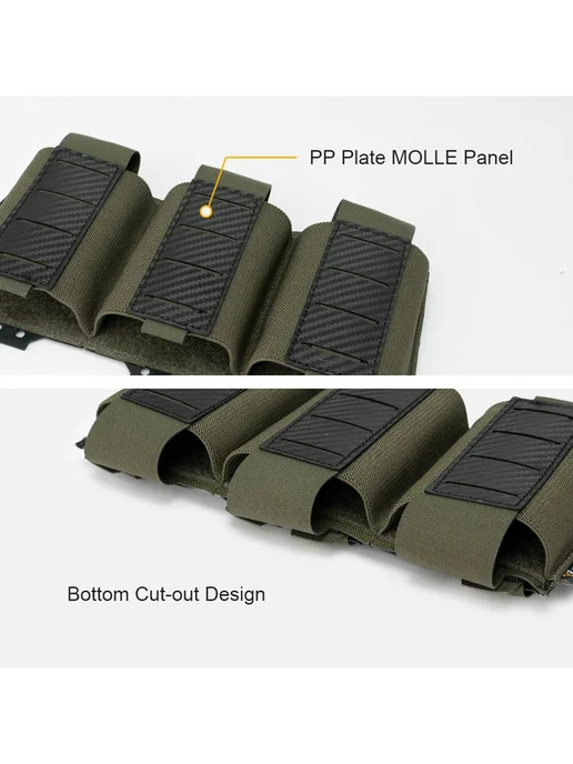 Нет бренда Тактический подсумок IDOGEAR 5.56 тройной Ranger Green MOLLE, зеленый, фото 5