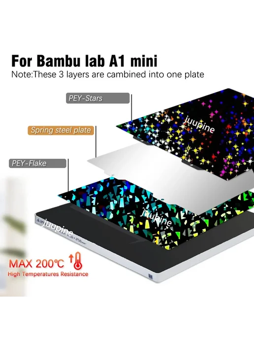 JUUPINE Пластина для Bambu Lab A1 Mini, H8H, черный, фото 5