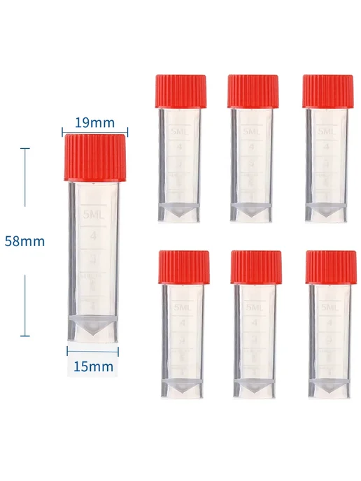 Нет бренда Пластиковые пробирки 10ml Transparent, 5 мл