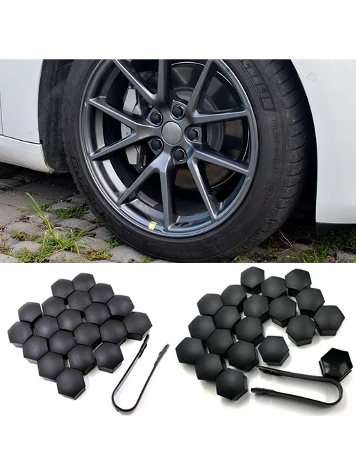 Нет бренда 20 шт. колпаки для ступицы колес, Bright Black, для Tesla Mo, 20 шт, фото 2