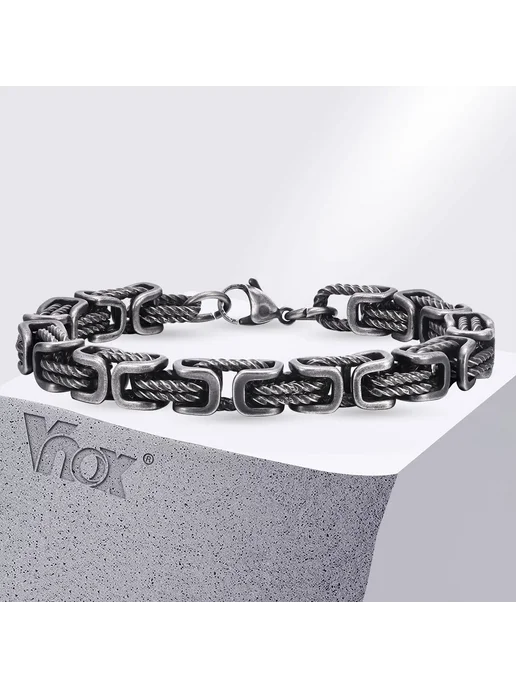 Нет бренда VNOX Взрослые мужские браслеты из нержавеющей стали BR-1842S, черный, фото 2