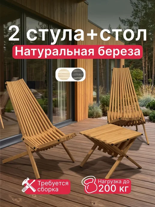 SALAMPI_M Садовая мебель для дачи комплект стол и 2 стула Кентукки, вариант