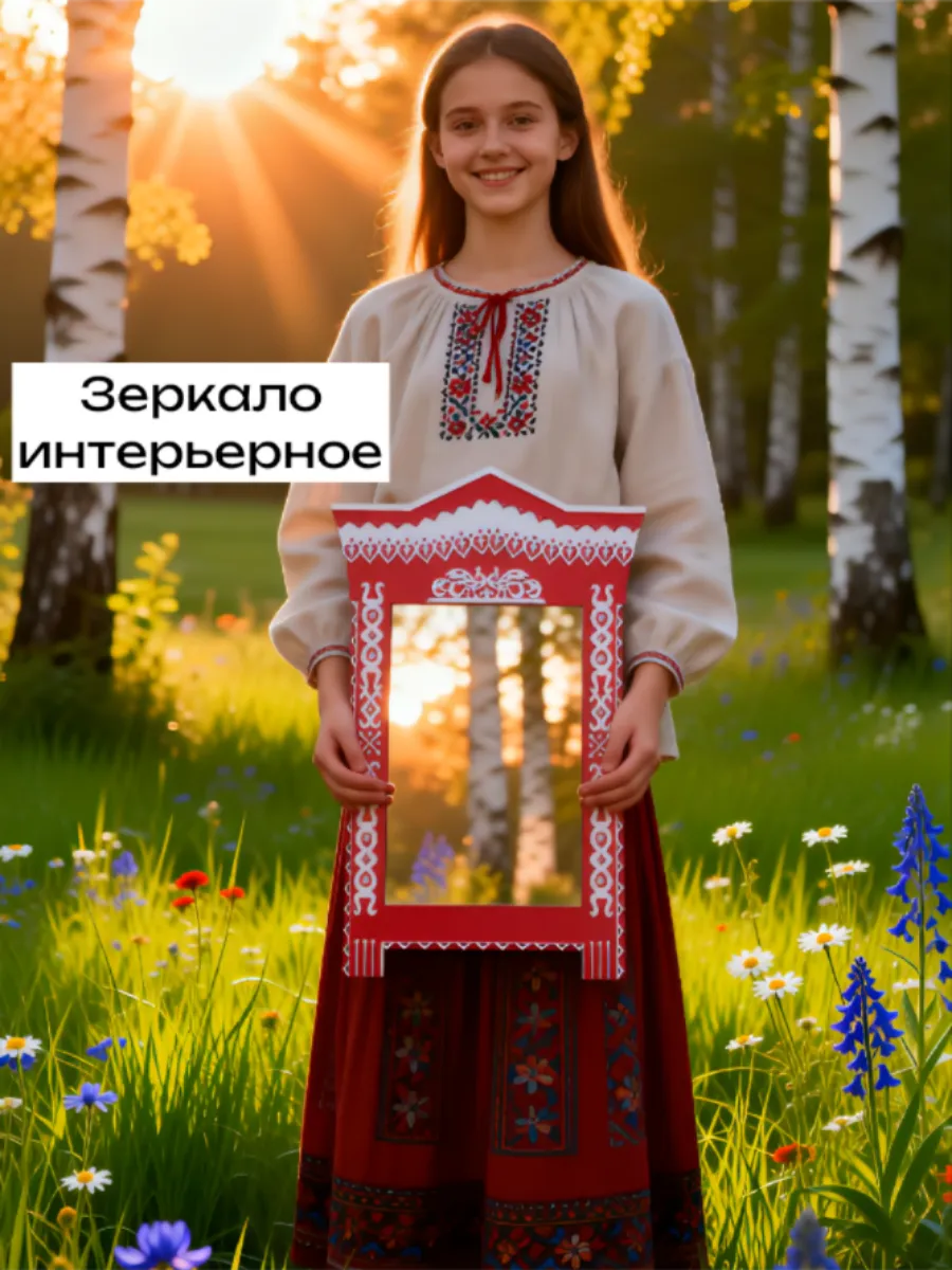 Зеркало-наличник настенное в русском стиле