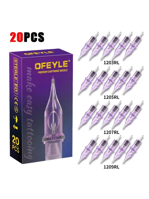 Нет бренда OFEYLE Картриджные иглы для тату 20шт 1203RL, 1205RL, 1209RL, 20 шт