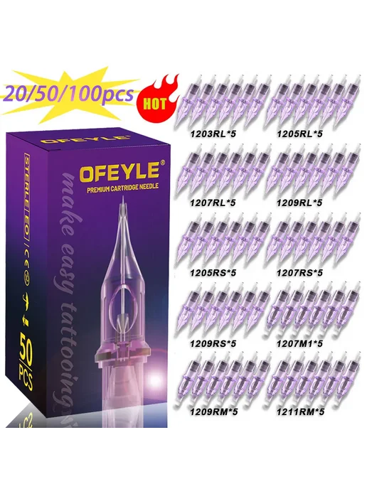 Нет бренда OFEYLE Картриджные иглы для тату 20шт 1203RL, 1205RL, 1209RL, 20 шт, фото 2