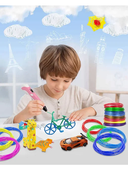 TOBIOPFK PLA нить для 3D-ручки, 50M, 10 цветов, 30 цв., фото 6