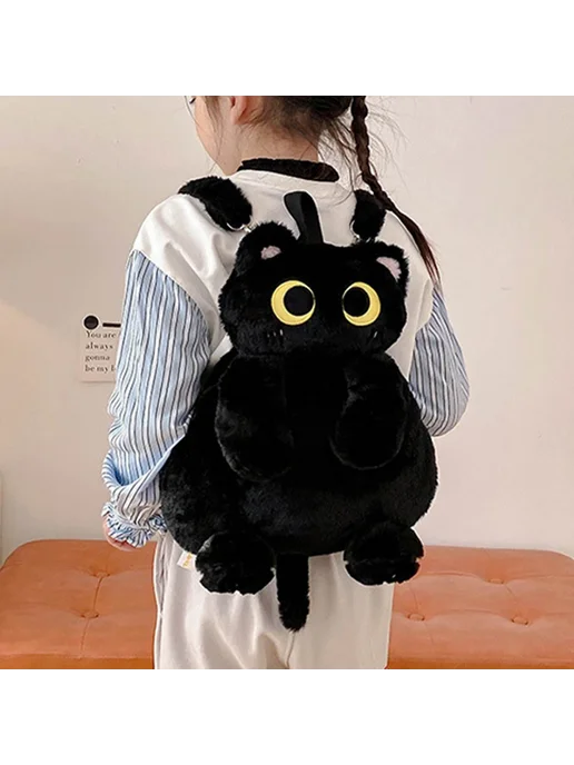 Детский плюшевый рюкзак Kawaii khaki, черный, фото 3