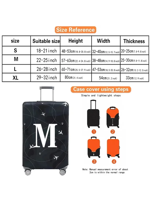 Чехол для чемодана M(22-25inch) White R, синий, фото 3