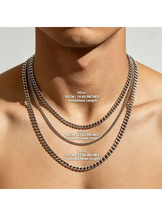 HNSP Цепочка из нержавеющей стали 50CM Necklaces 8MM wide, из нержавеющей стали 50CM, фото 6
