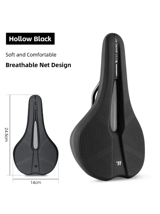 West Biking Велосипедное седло черное Breathable Net, черный