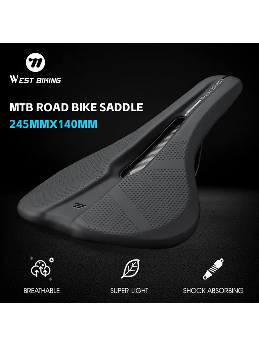 West Biking Велосипедное седло черное Breathable Net, черный, фото 2