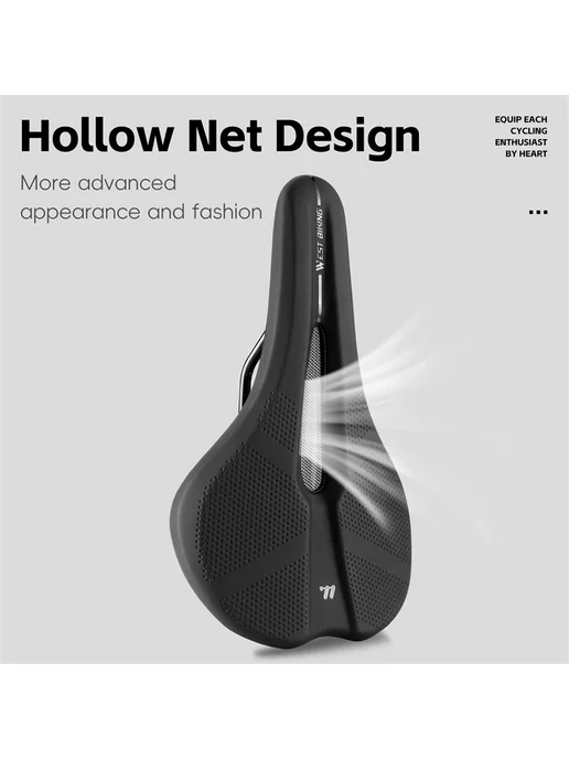 West Biking Велосипедное седло черное Breathable Net, черный, фото 4