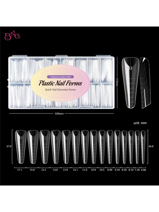 Нет бренда BNG Формы для ногтей C-150pcs-box, 15 размеров, вариант