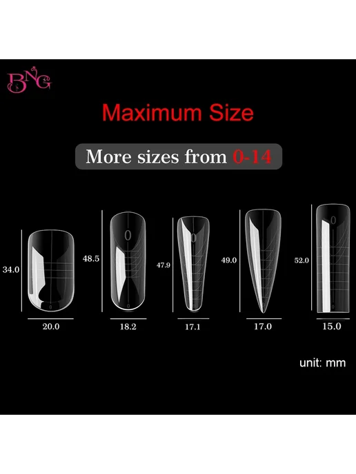 Нет бренда BNG Формы для ногтей C-150pcs-box, 15 размеров, вариант, фото 6
